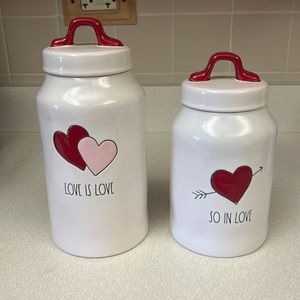 Rae Dunn Valentines Day Canisters “LOVE IS LOVE” & “SO IN LOVE” ❤️